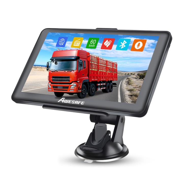 Sistem de Navigatie GPS, AWESAFE, 7 Inch cu Bluetooth, Harti Europa 2025 si Actualizari pe Viata pentru Masina si Camion