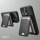 Магнитен портфейл Ronic X, съвместим с MagSafe, капацитет 3 карти, еко кожа, регулируема стойка, съвместим с калъфи iPhone 12/13/14/15/16 и MagSafe, черен