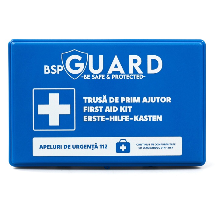 Комплект за първа помощ, BSP GUARD, DIN 13157, син, 25 x 16 x 7 cm