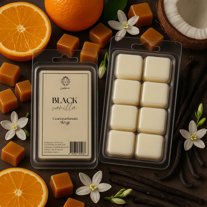 Ceara parfumata din soia / Wax melts, pentru aromaterapie, Vanilie neagra, 90 gr