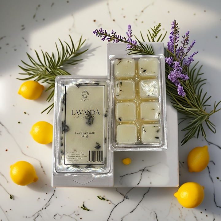 Ceara parfumata din soia/Wax melts, pentru aromaterapie, aroma Lavanda cu citrice, 90 gr