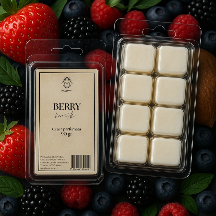 Ceara parfumata din soia/Wax melts, pentru aromaterapie, aroma Berry Musk, 90 gr