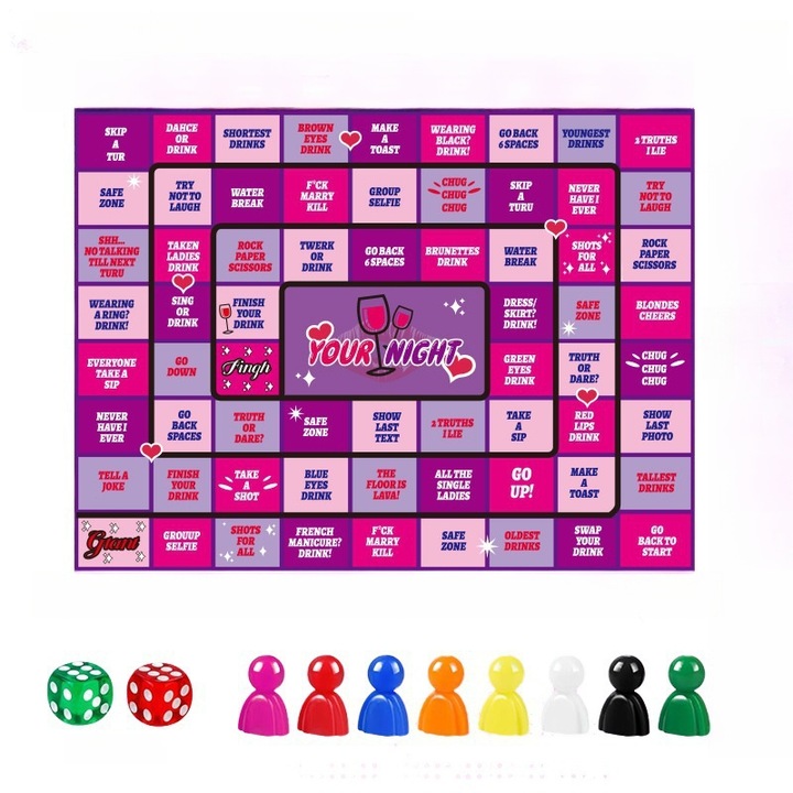 Társasjáték Ivókészlet, 2-8 Játékos, 38x28 cm, Lila