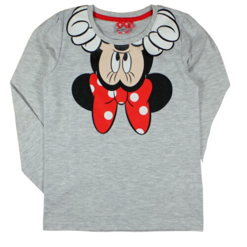 Bluza gri, Minnie Mouse cu fundita rosie