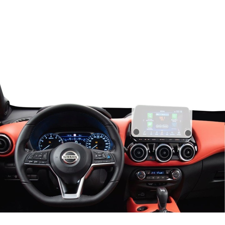 Folie Protectie Navigatie Nissan Juke 2019-2025, Duragon, protectie Display Navigatie, silicon Mat, Anti-zgarieturi, Anti-amprenta, Anti-reflex, Regenerabila, Flexibila, Anti-Shock, kit instalare