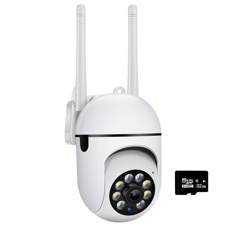 Камера за видеонаблюдение A7, OEM, Full HD 1080P, нощно виждане, бяла