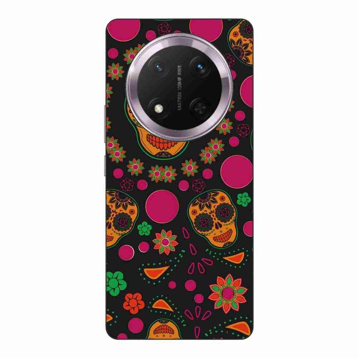 Husa compatibila cu Honor Magic7 Lite Silicon Gel Tpu Model Halloween Floral Cranes Pattern