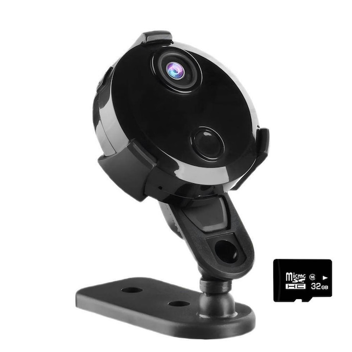 Камера за видеонаблюдение HDQ15 WiFi, OEM, Full HD 1080P, IR нощно виждане, дистанционно управление, черна