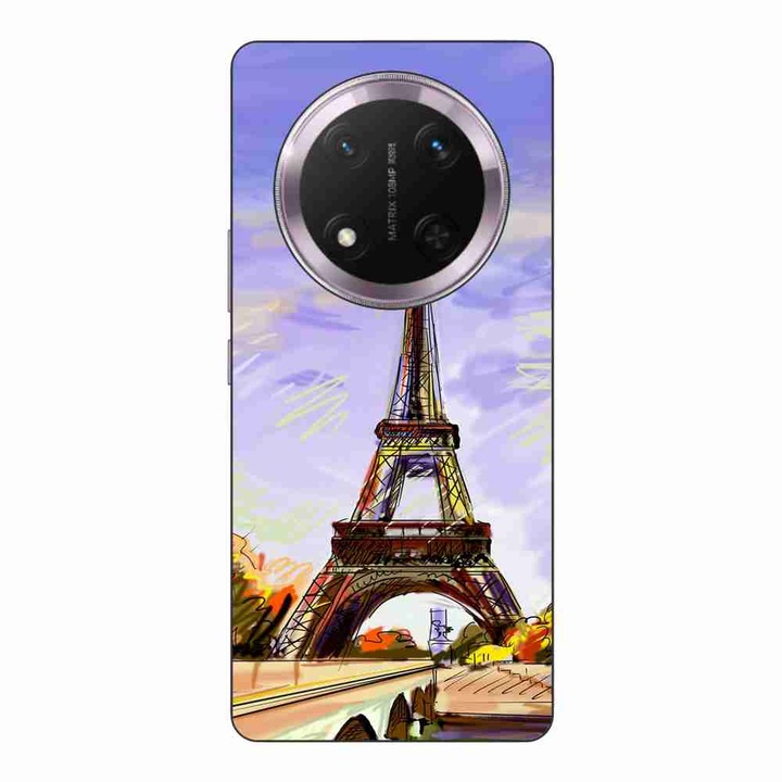 Husa compatibila cu Honor Magic7 Lite Silicon Gel Tpu Model Desen Turnul Eiffel