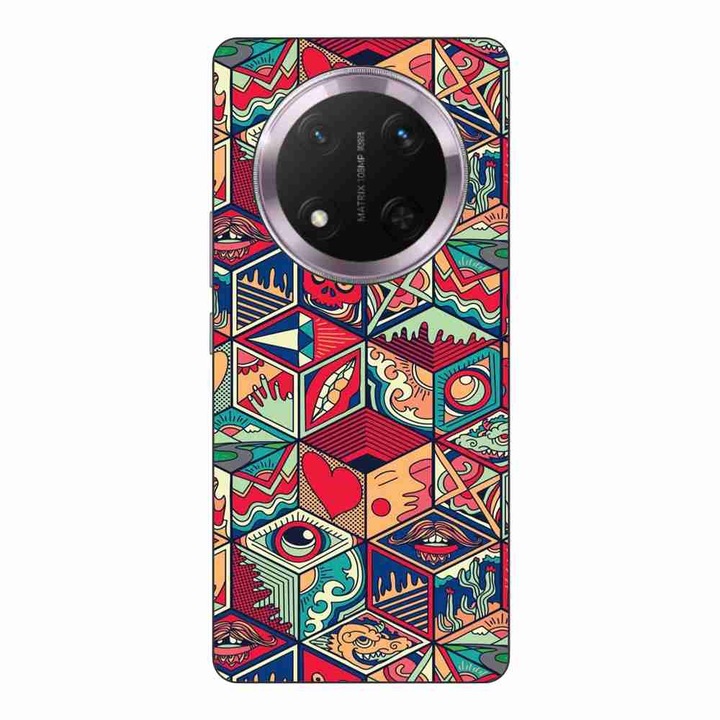 Husa compatibila cu Honor Magic7 Lite Silicon Gel Tpu Model Pop Art Geometric