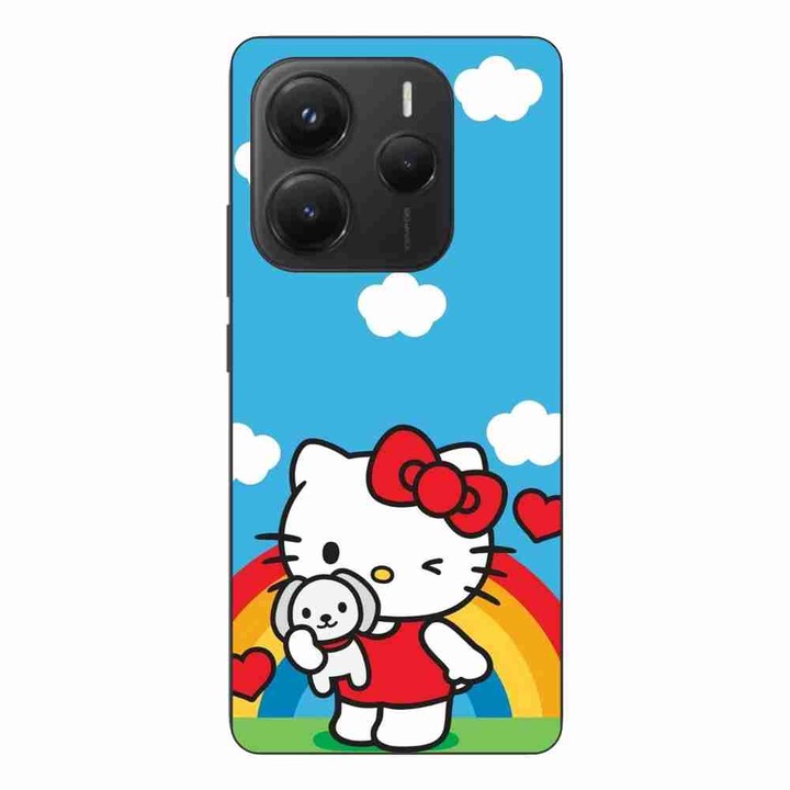Husa compatibila cu Xiaomi Redmi Note 14 5G Silicon Gel Tpu Model Hello Kitty Rainbow
