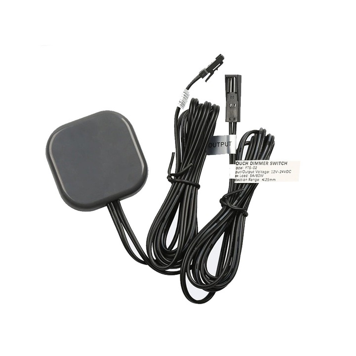 Comutator LED tactil ajustabil 12V, negru, pentru control lumini, instalare fara gauri