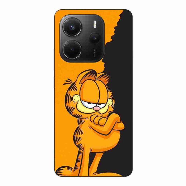 Husa compatibila cu Xiaomi Redmi Note 14 4G Silicon Gel Tpu Model Garfield Black and Orange