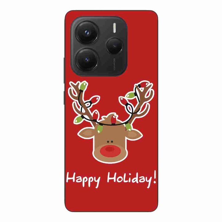 Husa compatibila cu Xiaomi Redmi Note 14 5G Silicon Gel Tpu Model Craciun Ren Happy Holiday