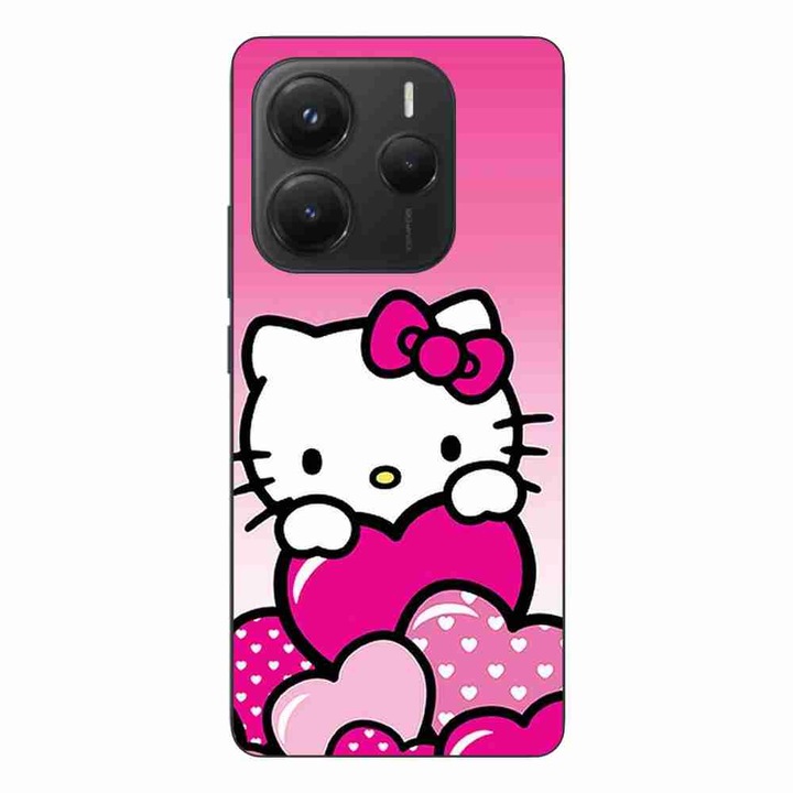 Husa compatibila cu Xiaomi Redmi Note 14 5G Silicon Gel Tpu Model Hello Kitty Pink Hearts