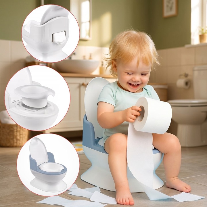Olita Multifunctionala Pentru Bebelusi, Olita, Princess, Material Abs, Forma ergonomica, Insertie detasabila, Constructie stabila, 29 x 38 x 33.5 cm, Albastru