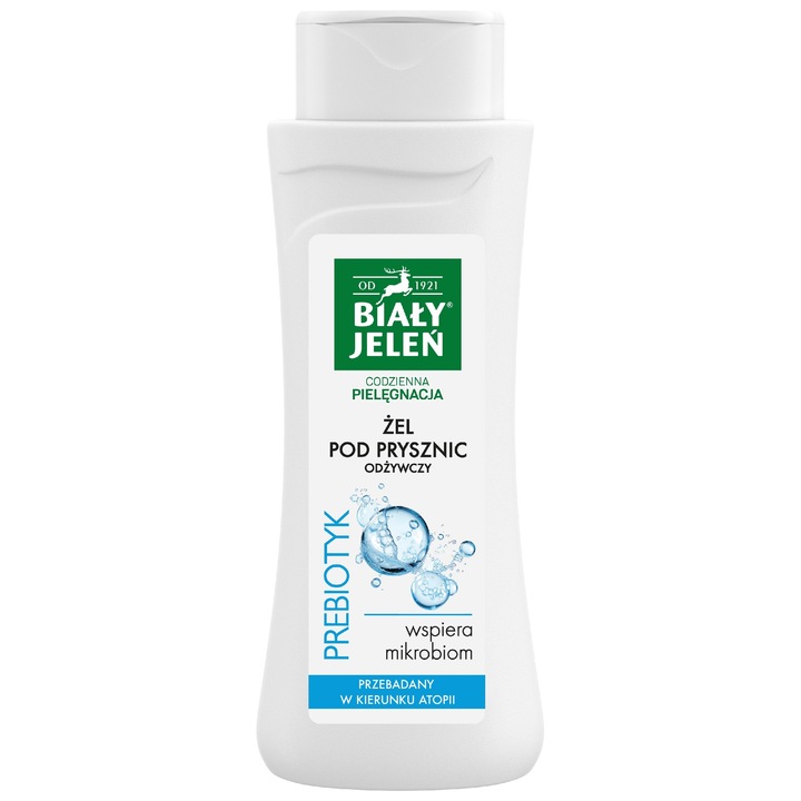 Pollena BIALY JELEN tusfürdő prebiotikumokkal, 300 ml, érzékeny bőrre, tápláló