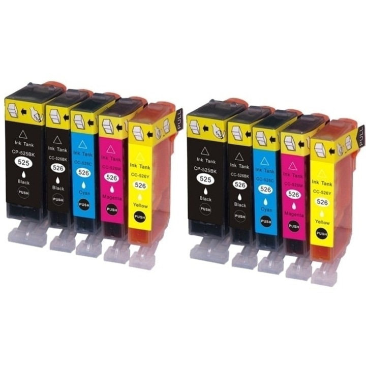 GraphiteK, Kompatibilis patron készlet PGI-525XL / 526XL PIXMA MG6150 PIXMA MG625 (4xBK, 2xC, 2XM, 2xY), 10 db