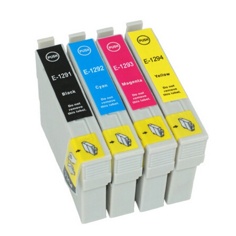 1291 Set 4 Cartuse Compatibile Epson T1291 T1292 T1293 T1294 pentru Epson Stylus SX230 SX235 W SX420 W SX420FW SX425 X425W SX430W SX435 W X440 W SX445 W ( BK,C,M,Y)