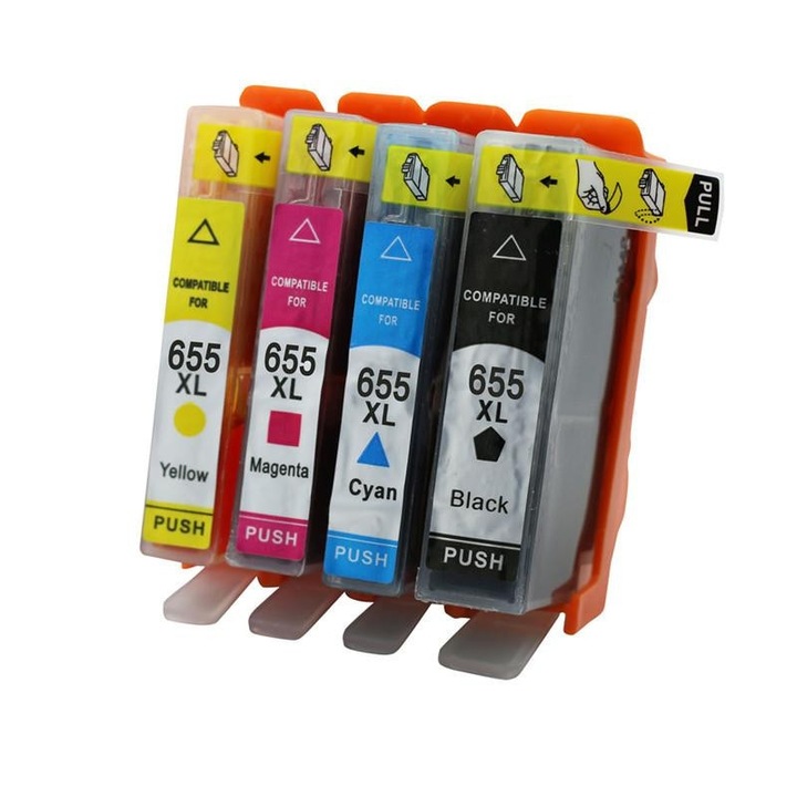 655XL Set 4 cartuse Compatibile HP 655XL pentru HP Deskjet Ink Advantage 4625, CZ109AE, CZ110AE, CZ111AE, CZ112AE - (BK + C+ M + Y)