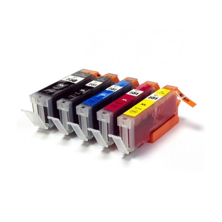 550XL 551XL 5 db-os kompatibilis patron készlet Canon PIXMA MG5650BK / MG5650WH / MG6450 nyomtatókhoz - PGI-550XL ( Fekete ) CLI-551XL (2*Fekete/1*Cián/1*Yellow/1)