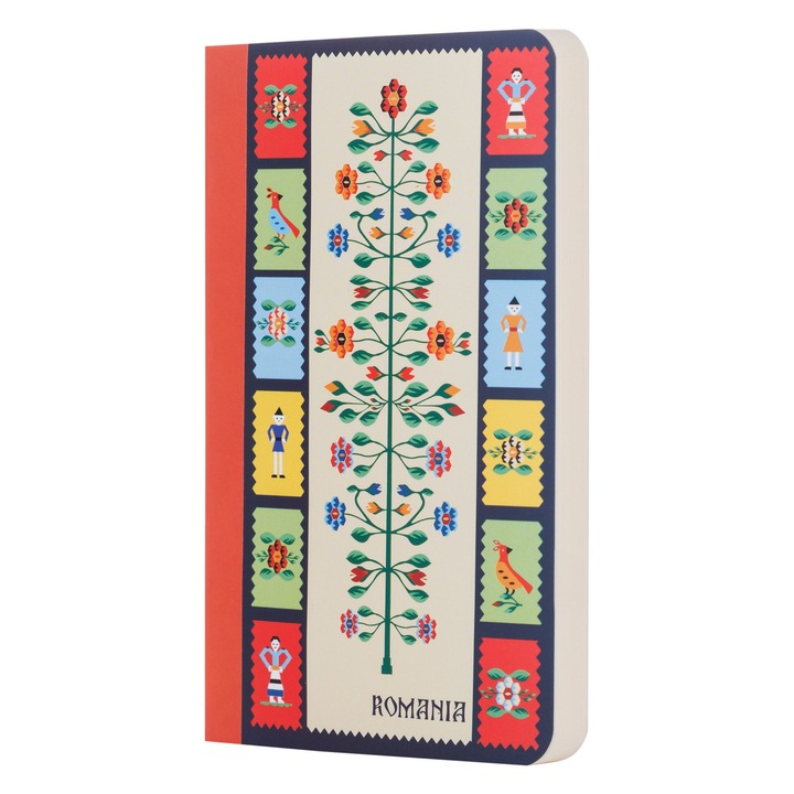 Agenda nedatata, Magnetella, foi albe - veline, 10 x 14, 5 cm, 72 file, Pomul vietii, cotor rosu