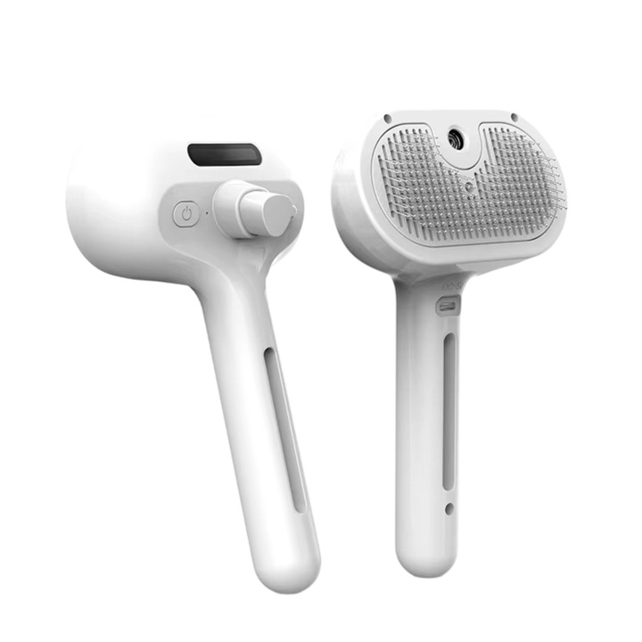 Perie cu aburi, curatare fara efort, reincarcabila, par indepartat instantaneu, masaj relaxant, lasa blana moale, 20, 5 x 11, 5 cm, 172 g - GROOMSY