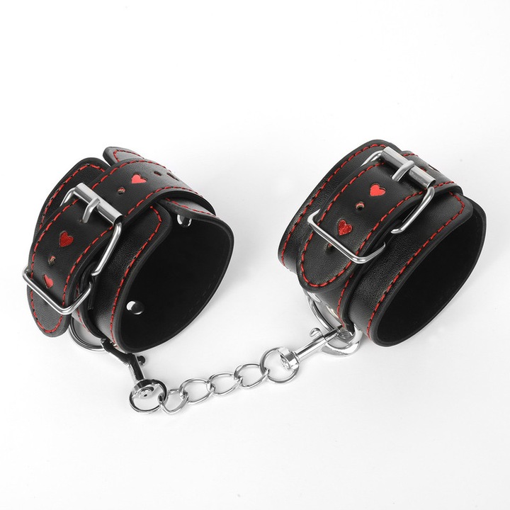 Set de mansete BDSM, negru, din material PU