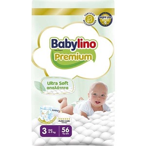 Scutece Babylino Premium No 3, 4-9 kg, 56 bucati, protectie 3D, confort elastic