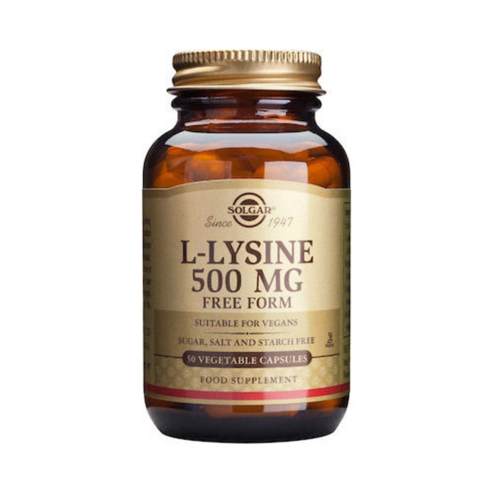 Solgar L-Lysine 500mg, 50 capsule, suport pentru sistemul imunitar, fara gluten