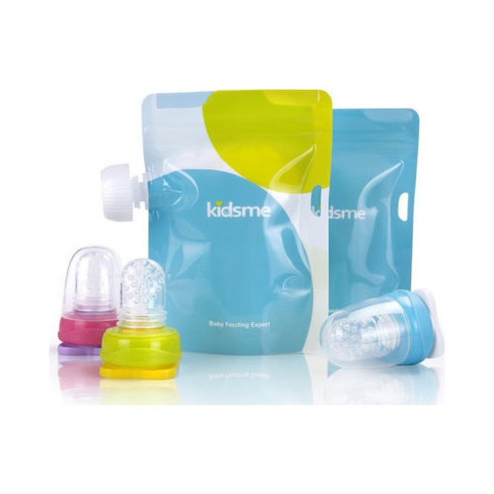 Set de recipiente reutilizabile pentru alimente cu antaptori, Kidsme, 30x30cm, multicolor