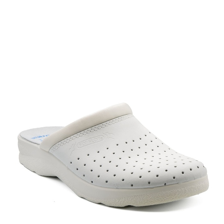 Saboti barbatesti Fly Flot, anatomic, perforati, alb, din piele, pentru utilizare profesionala
