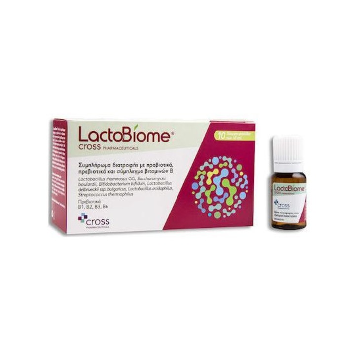 CROSS LactoBiome Set 10x10ml, supliment alimentar cu probiotice si prebiotice pentru sanatatea sistemului gastro-intestinal