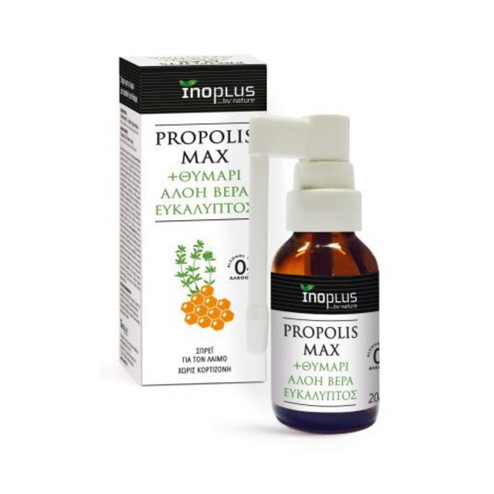 Spray INOPLUS Propolis Max Thyme 20ml, pentru dureri de gat, efect antibacterian, antiinflamator