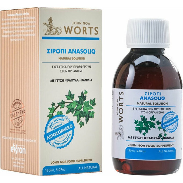 Sirop pentru sistemul respirator JOHN NOA, cu gust de capsuni-vanilie, 150ml