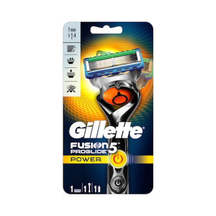 Aparat de ras, Gillette, Fusion5 ProGlide Power, 5 Lame, Tehnologie FlexBall