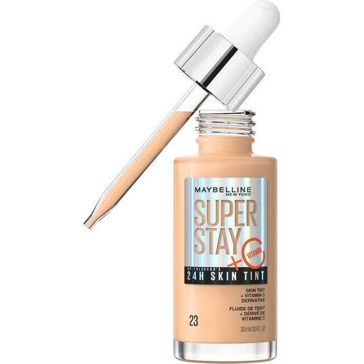 Fond de ten Maybelline Super Stay Skin Tint, vegan, 30ml, 23, rezistent la apa si transpiratie