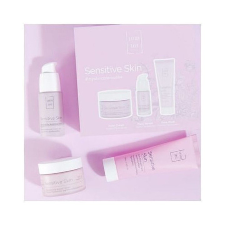 Set creme de fata Lavish Care pentru piele sensibila: crema rebalansanta 50ml, serum 30ml, masca anti-roseata 75ml