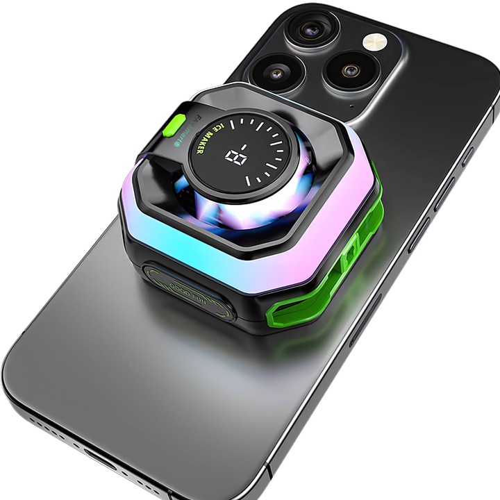 FAVsmart® HK5 PRO mágneses telefonhűtő mesterséges intelligenciával, azonnali hűtéssel, digitális kijelzővel, RGB-vel, USB-C-vel, univerzális markolattal, félvezető technológiával, fejlett verzió játékra és túlmelegedésre, fekete többszínű