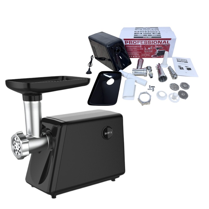 Masina de tocat carne Black Power Design, 4 in 1 (Tocat Carne, Accesoiu rosii tomate, Adaptare Carnati, Chiftele, 3500W, accesorii incluse, functie reverse