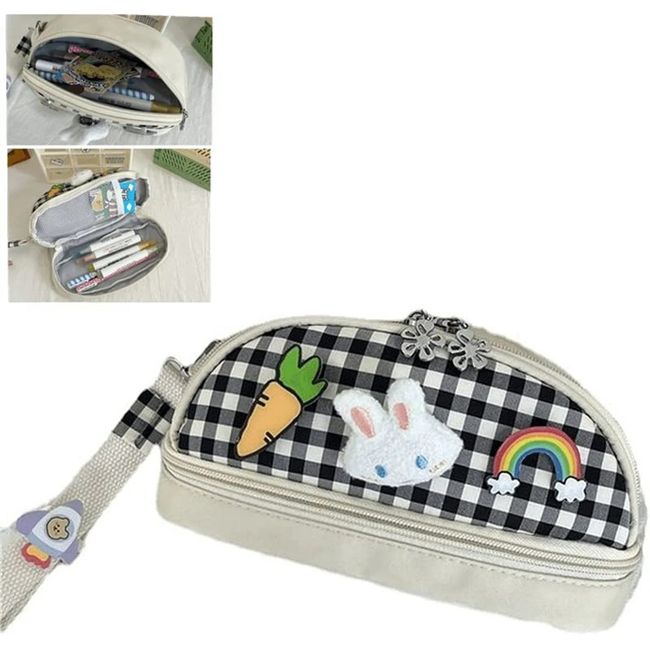 Моливник Kawaii, японски дизайн, голям капацитет, бежов цвят