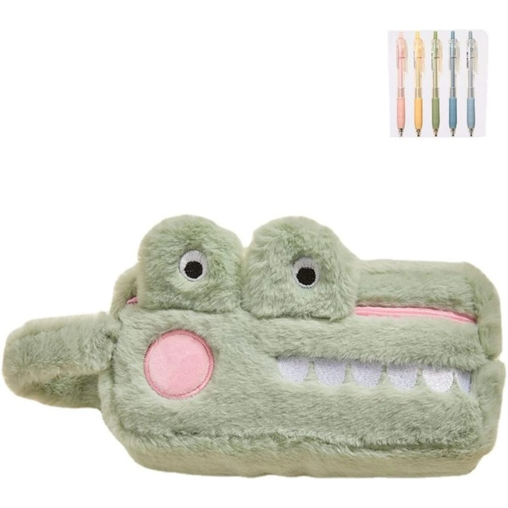 Моливник Kawaii, японски дизайн, голям капацитет, плюшен материал, многоцветен