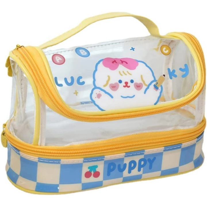 Моливник Kawaii, японски дизайн, голям капацитет, прозрачен, 20x10см