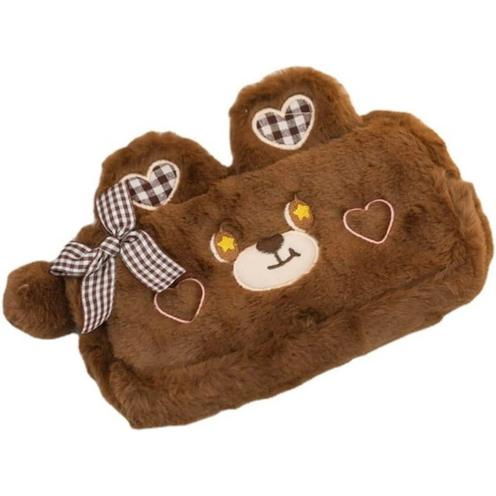 Моливник Kawaii, голям капацитет, плюшен материал, многоцветен