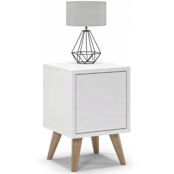 Noptiera Oslo Alba, 30x30x45 cm, Usa Dreapta, Design Modern si Clasic