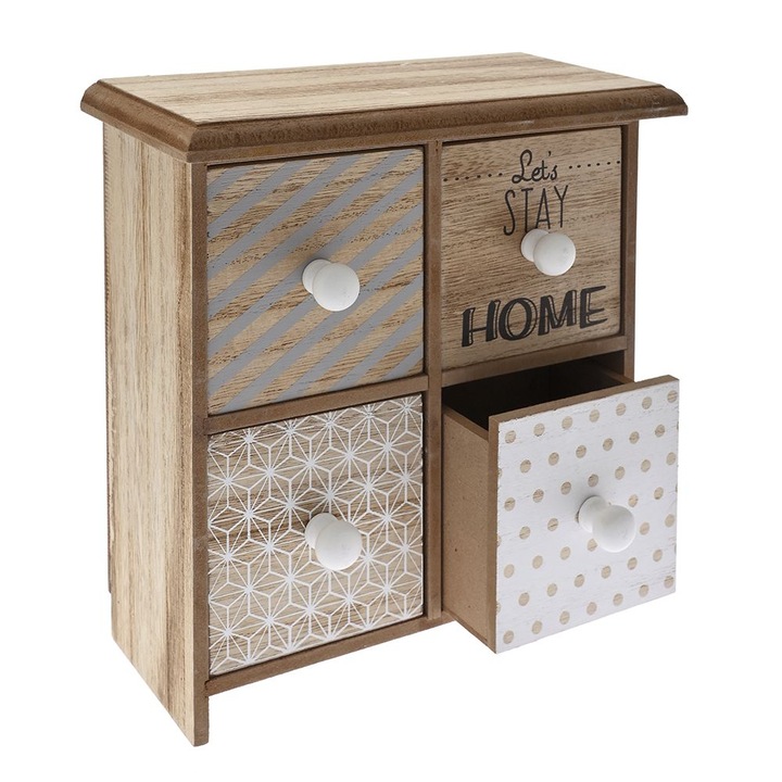 Comoda pentru casute de papusi ILIADIS, 4 sertare, multicolor, 22x10x23cm