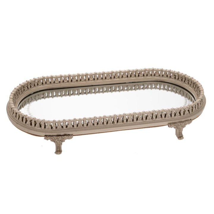 Tava servire din poliuretan, 41x20x6 cm, Bej