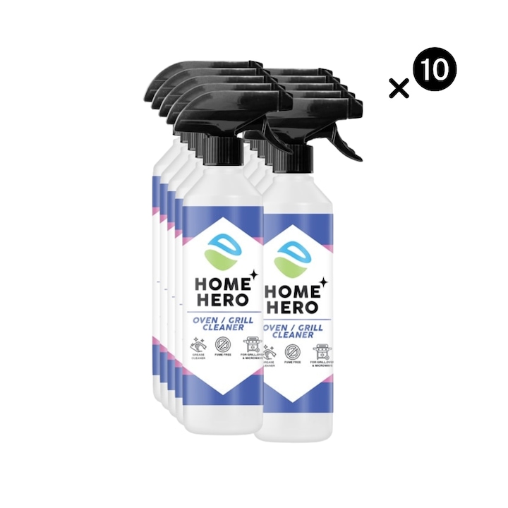 Set 10 x Solutii de Curatare Cuptor si Gratar, Pachet HoReCa, Formula Puternica, Oven & Grill Cleaner, Home Hero, 500ml