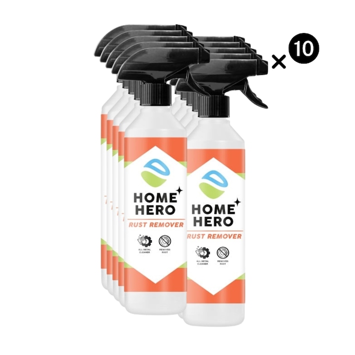 Set 10 x Solutii Rust Remover, HomeHero®, Solutie Eficienta pentru Indepartarea Ruginii, Curatare Rapida si Protectie Impotriva Coroziunii