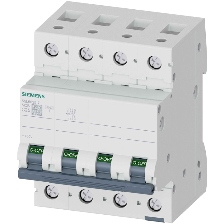 Siguranta automata Siemens 5SL6625-7, 400V, 25A, 3P+N, C, 6kA